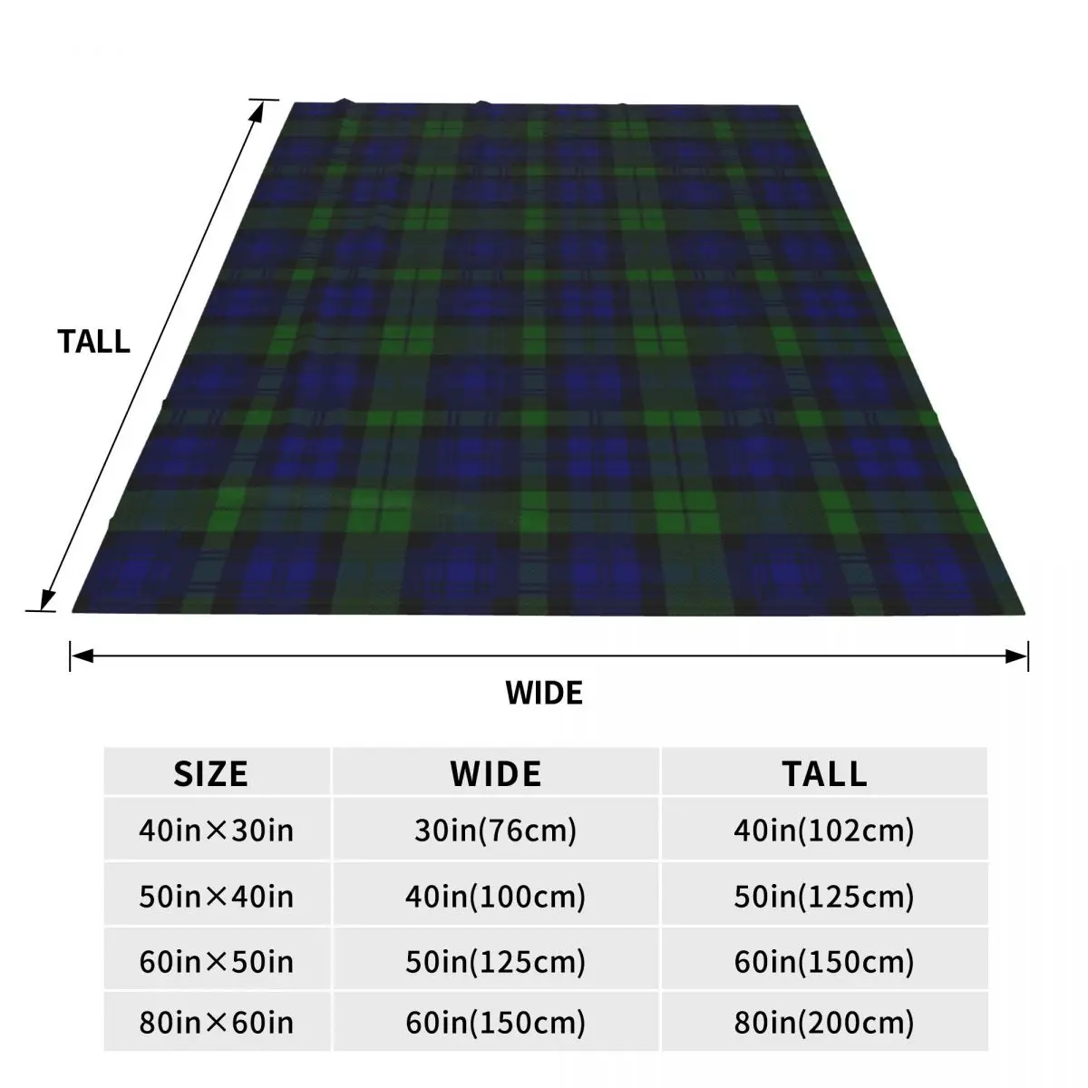 Black Watch Blue Tartan Blanket Flannel Sofa Throw Blanket Super Soft for Home Bedroom Office Throws Bedspread Quilt