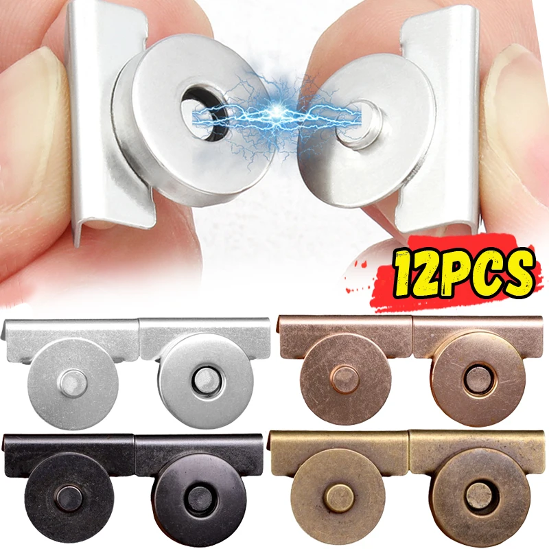 1/12pairs 17MM Magnetic Snap Fasteners Clasps Buttons Handbag Purse Wallet Closures Snap Clasps DIY Craft Bags Parts Accessories