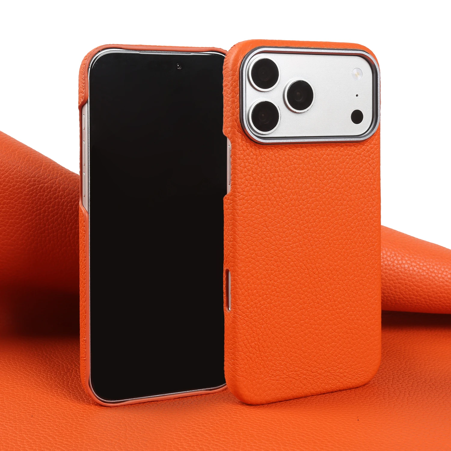 Premium Lychee Genuine Leather Case For iphone 17 Pro Max Ai