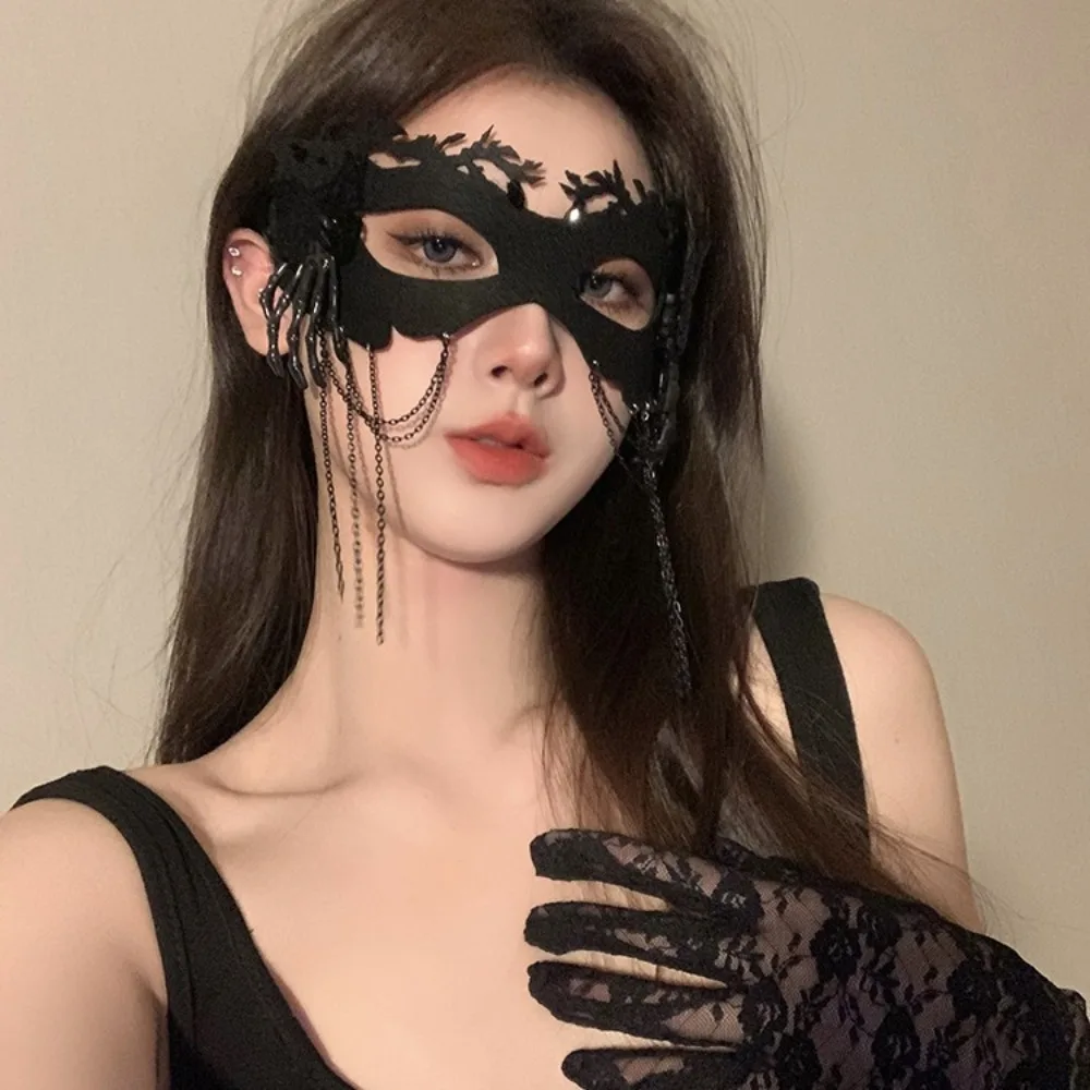 Black Flower Mask Masquerade Dressup Props Gala Annual Meeting Half Face Makeup Night Mask