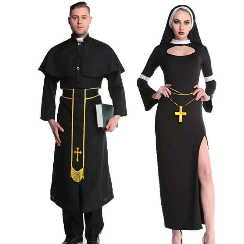 Robe originale de prêtre missionnaire Cos, robe croisée Mary, prêtre, nonne