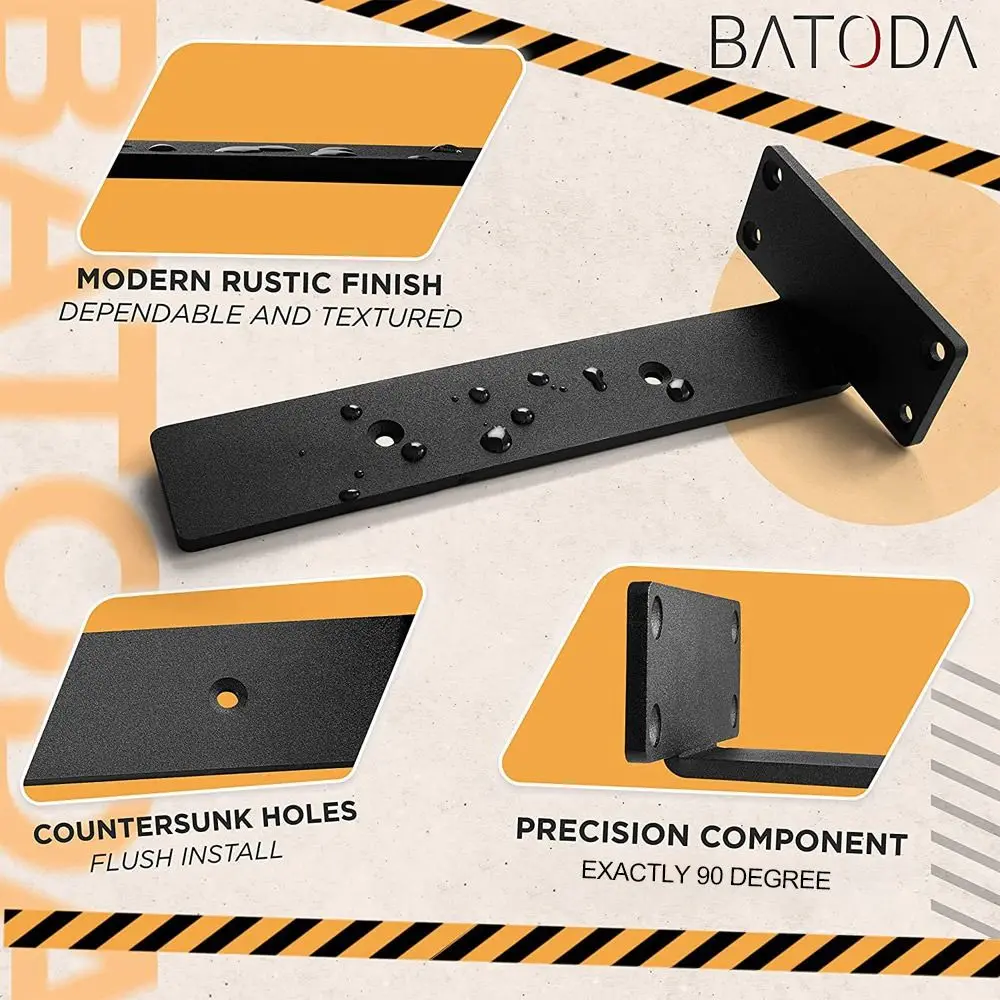 

Floating Shelf Brackets Heavy Duty Cast Iron Shelves Brackets, 1/5 Inch Thicked Invisible L Brackets for Shelves Support