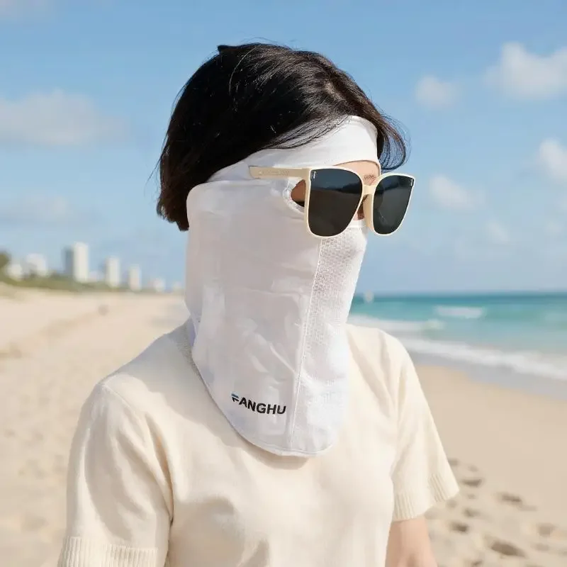 UV-bescherming IJszijdemasker Zonbestendig slabbetje Effen kleur Gezichtsbedekking Gelaatsscherm Zomergezichtssjaals Zonnebrandcrème Gezichtssjaal Rijden