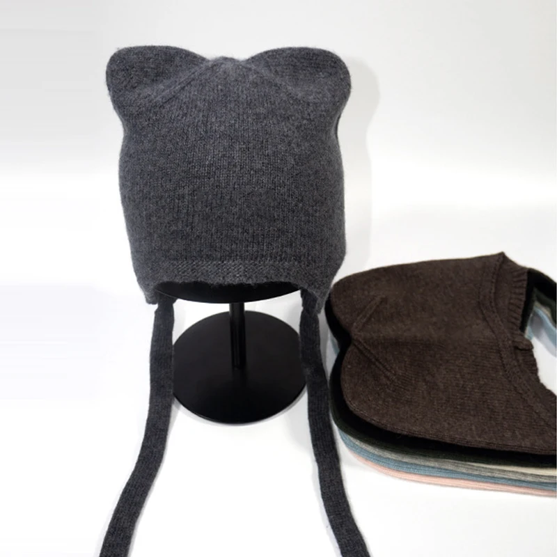

Hat Earflap Women Girls Teenagers Winter Beanie Wool Knit Warm Accessory For Autumn Cold Weather Skiing Sports Outdoor Holiday