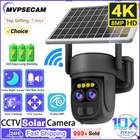 8MP Wifi PTZ Solar Security IP Camera Wireless Outdoor 4K Dual Lens 10x Zoom Auto Tracking CCTV Surveillance O-Kam App Camera