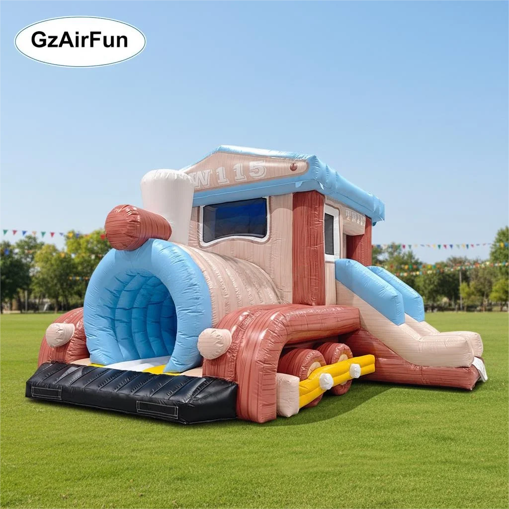 

2026 New Design Train Theme Inflatable Castle Slide Kids Bounce House Playground Suitable for Event Party Business