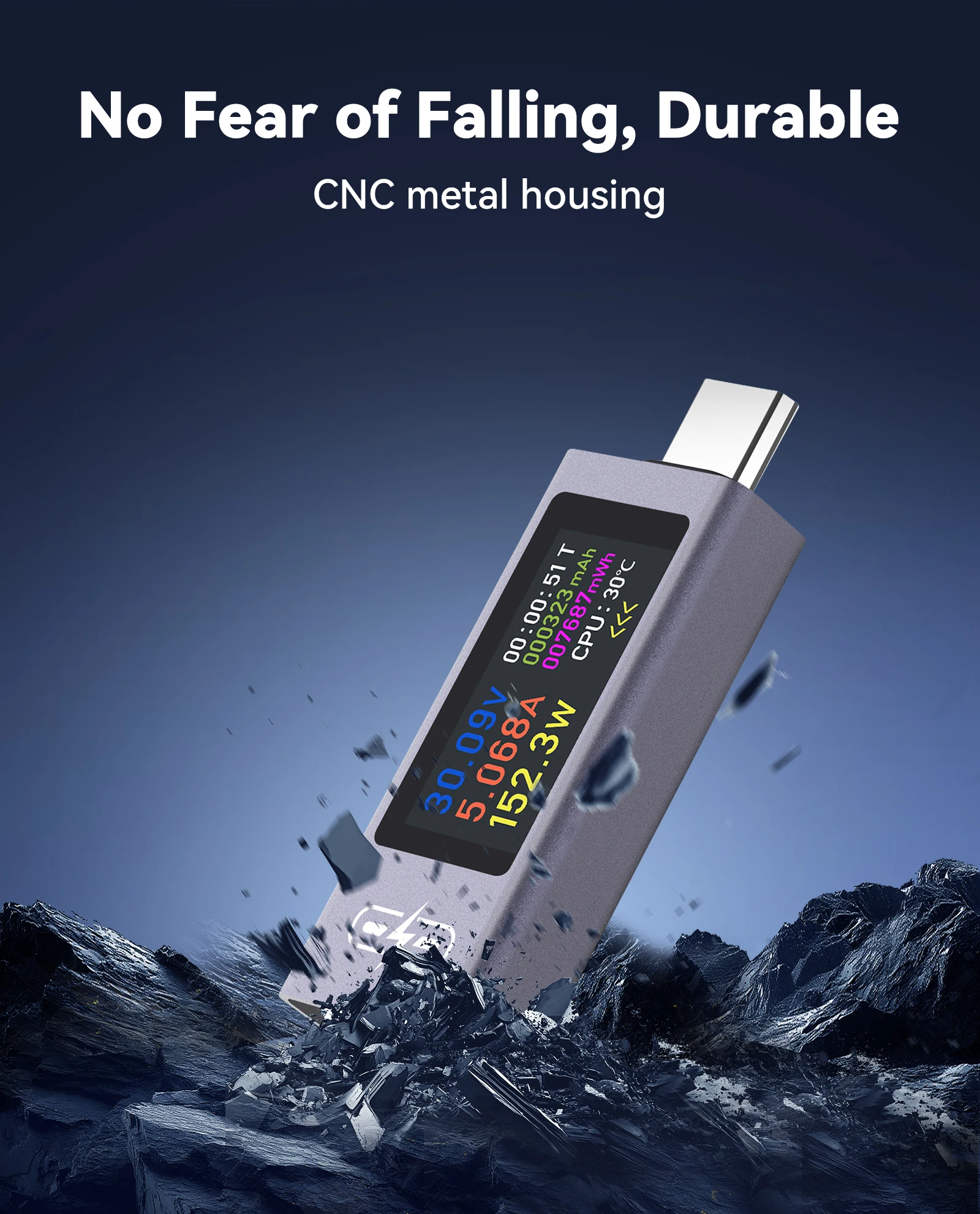 UT02C USB Farbdisplay Typ-C Tester Spannungsmesser DC4-30V 12A Schnellladungs-Trigger CPU-Monitor Spannungs-Strom-Leistungsmesser – Detail 10