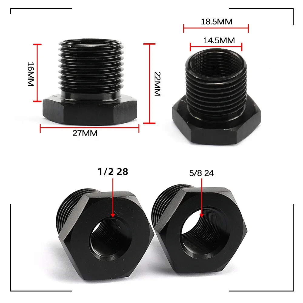 Automotive Threaded Oil Filter Adapter Black Aluminum Black