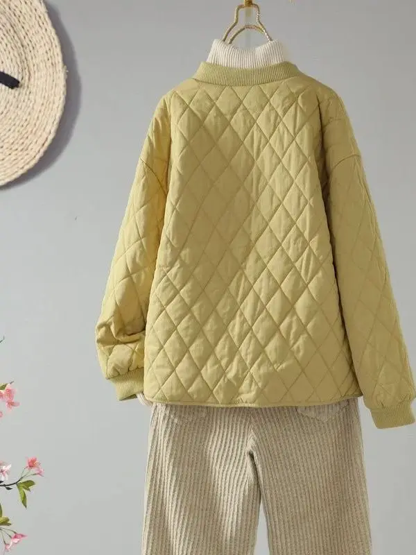 Gewatteerde katoenen Jaet ort lichtgewicht winterjas in pure kleur met ruitpatroon en losse pasvorm voor woon-werkverkeer