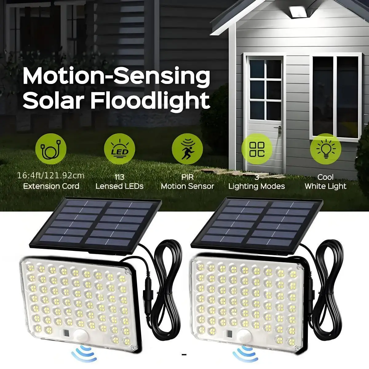 ضوء مستشعر الحركة الذي يعمل بالطاقة الشمسية في الهواء الطلق - إضاءة حائطية من أجل الغسق إلى الفجر وإضاءة أمنية خارجية للشرفة