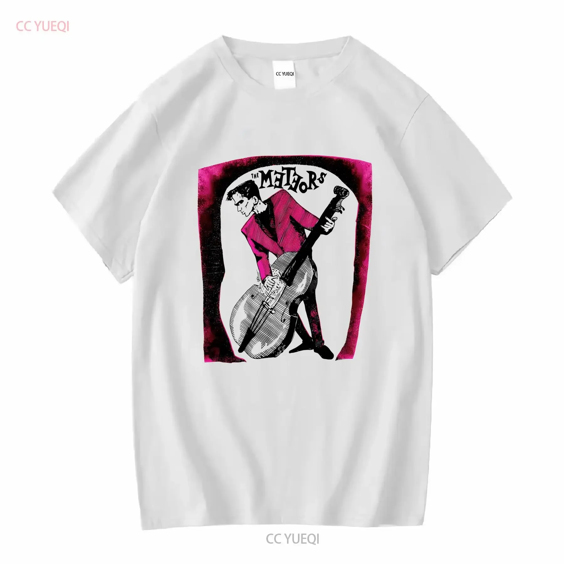 Vintage 80's THE METEORS English Psychobilly Band White T Shirt long or short sleeves vintage Washed graphic Stretched