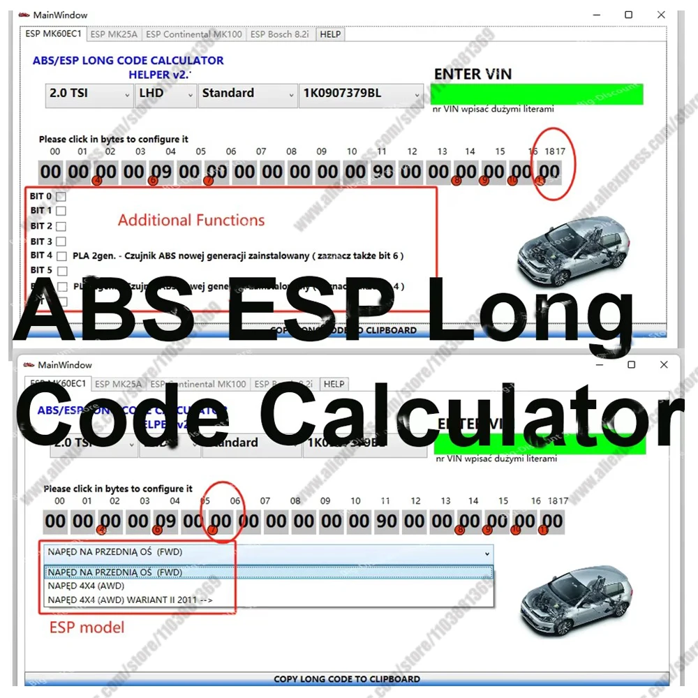 

2024 hot software tools for VW ABS ESP Long Code Calculator Helper MK60EC1 ABS ESP Long Code Calculator Suports over 28 Cars