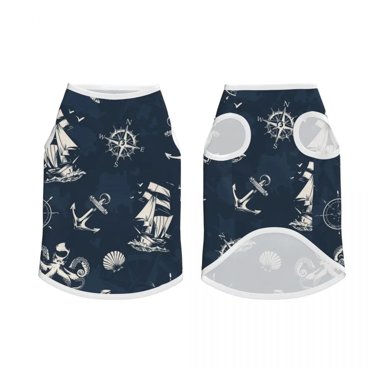 Vintage Nautical Symbol Pet Vests Jacket Breathable Sailor Anchor Compass Large Dog Clothing Decor For Costume Supplies