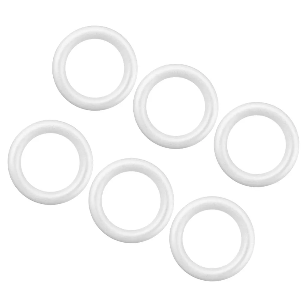 

6Pcs Foam Wreath Forms Round White Polystyrene Rings for DIY Crafts Elegant Versatile Holiday Wedding Winter Spring Decor Kit
