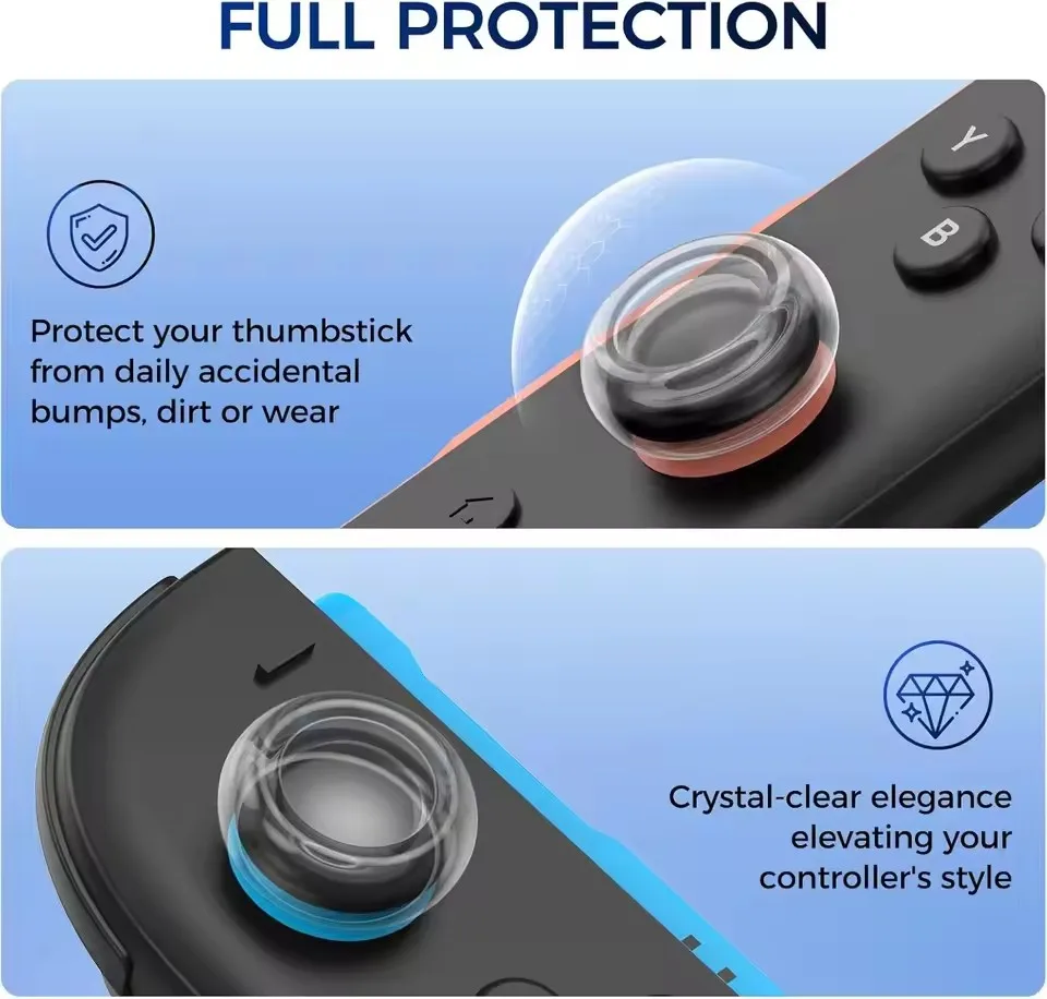 2PCS Upgrade Silicone Thumb Grip Cap for Switch 2 Gamepad Transparent Non-Slip Joystick Protective Covers for Switch 2 Accessory - view 3