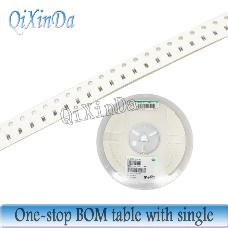 5000PCS 0603 Chip resistors 1% 0R-10M 0.22R 0.33R 0.68R 1R 4.7R 10R 22R 47R 1K 10K 33K 75K 100K 330K 470K 820K 1M 4.3M 9.1M