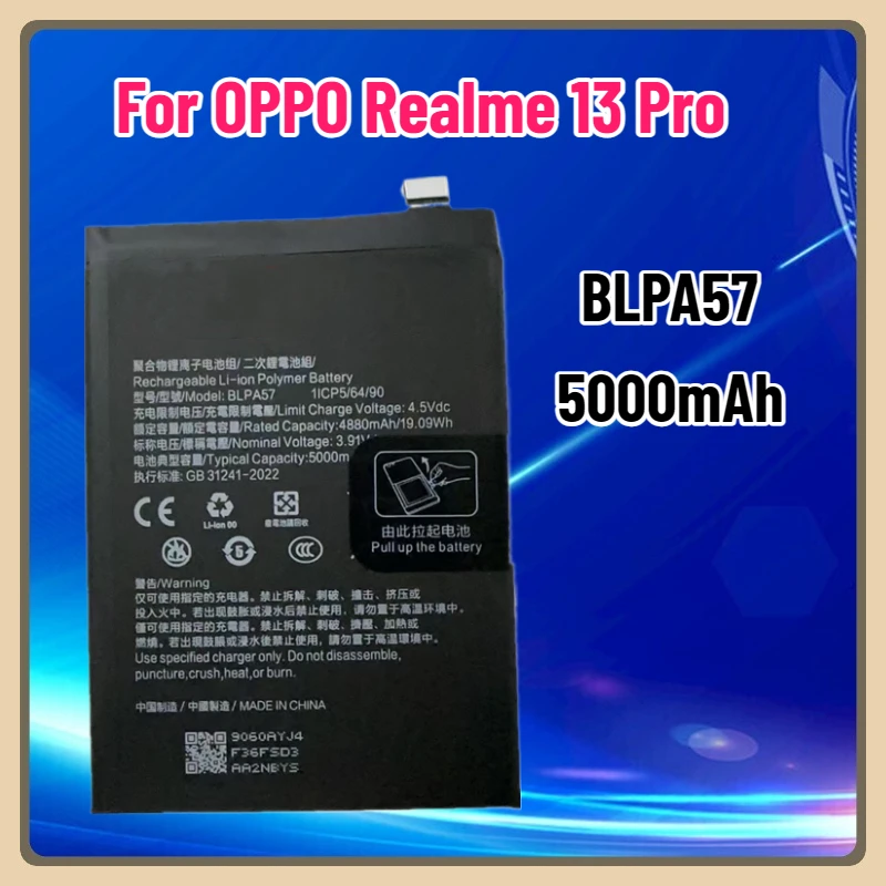 

BLPA57 5000mAh Battery for OPPO Realme 13 Pro RMX3952 RMX5002 Reno 12 Pro Mobile Phone Battery