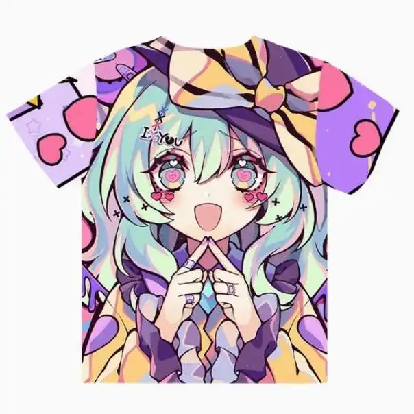 

Anime Touhou Project Komeiji Koishi Short Sleeve T-Shirt Summer Cosplay Costume Casual Student Loose Tops anime