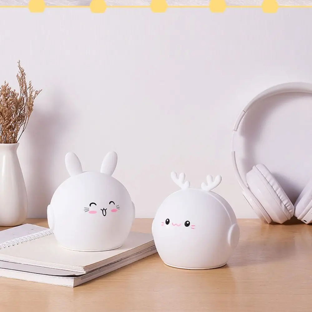 Craft Silicone Rabbit Night Light Cute Creative Desk Lamp USB Charging Portable Atmosphere Light Girl Boy