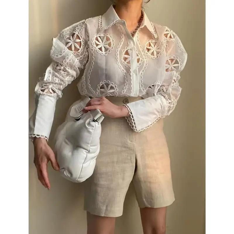 

Ele Long Sve Ladies irt with Lace Collar Autumn Season Casual Sportswear Set Seven Sve T-irt ort Pants