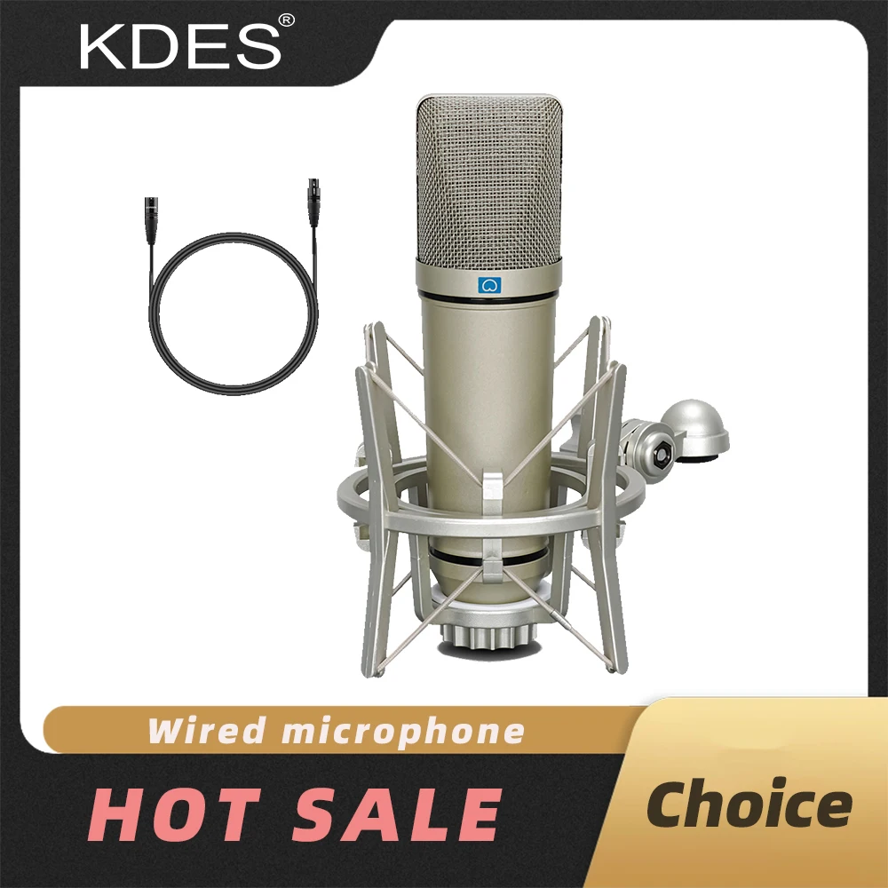 Micrófono de Condensador XLR KDES AI, Micrófono Profesional Cardioide de Estudio para Grabación, Podcasting, Voz en Off, Streaming y Estudio en Casa
