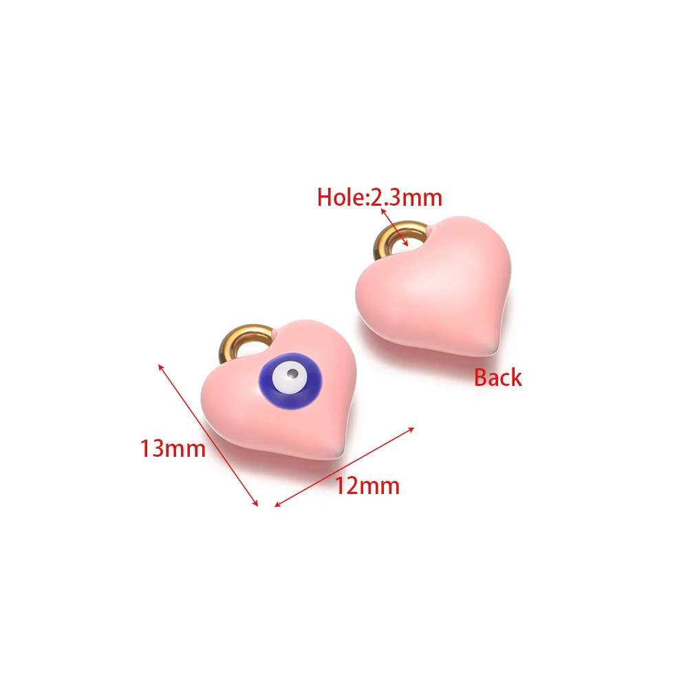 5pcs Stainless Steel Enamel Heart Eyes Charms Bohemian Necklaces Pendants for DIY Bracelet Earrings Making Kids Jewelry Findings view 4
