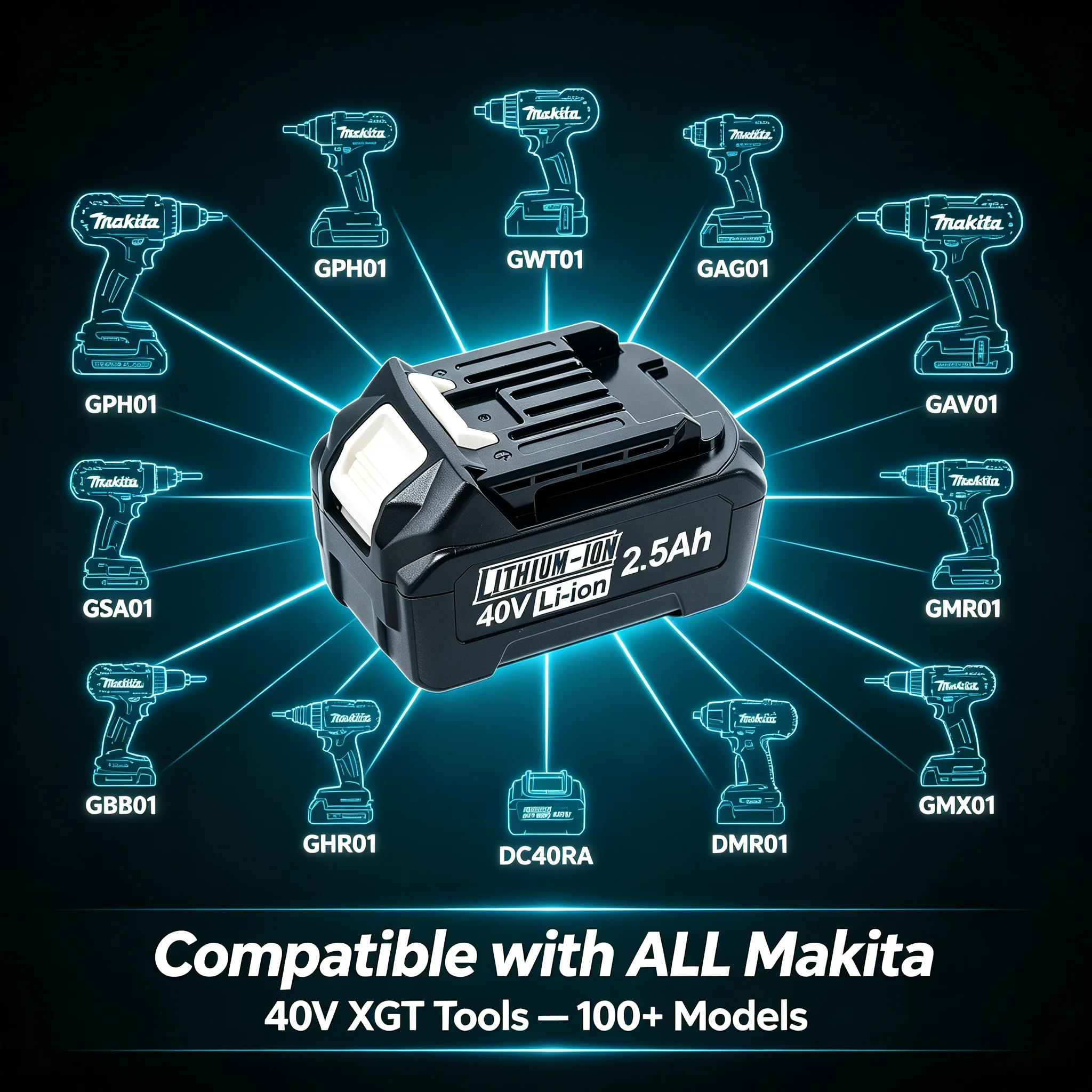 TPCELL 2500mAH For MAKITE 40V Battery Li-ion Replacement for BL4025 BL4040,for MAKITE XGT Tools