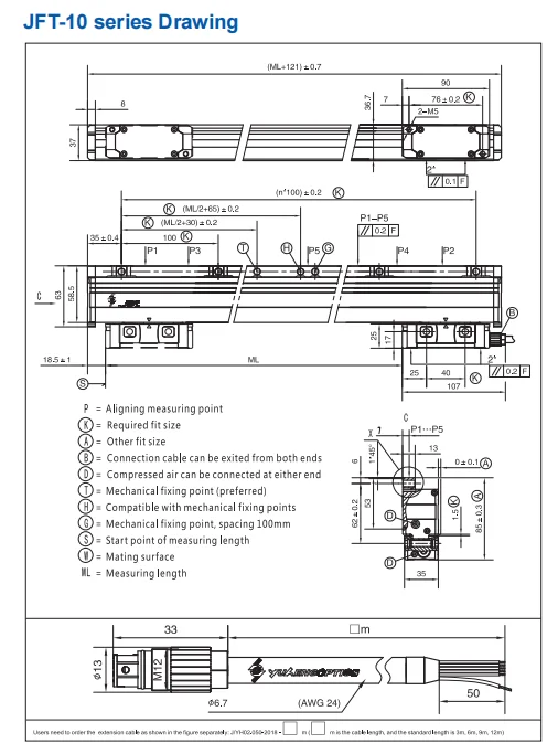 JFT-10 dengan encoder linier absolut perpindahan garis panjang pengukuran yang besar