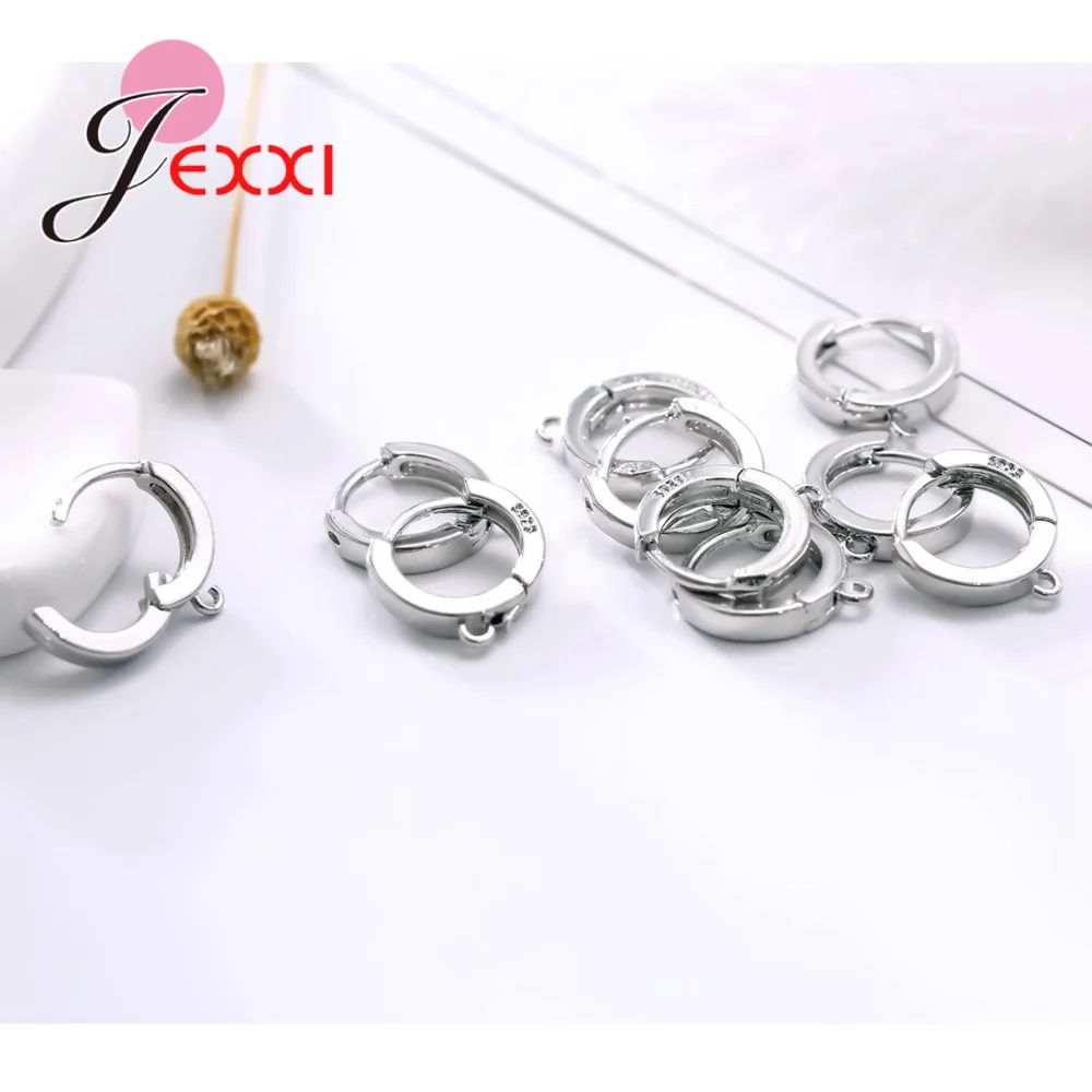 Wholesale Price 1 Pairs Round Hoop DIY Earrings Findings  Stamped  Silver Jewelry For Women Accessories