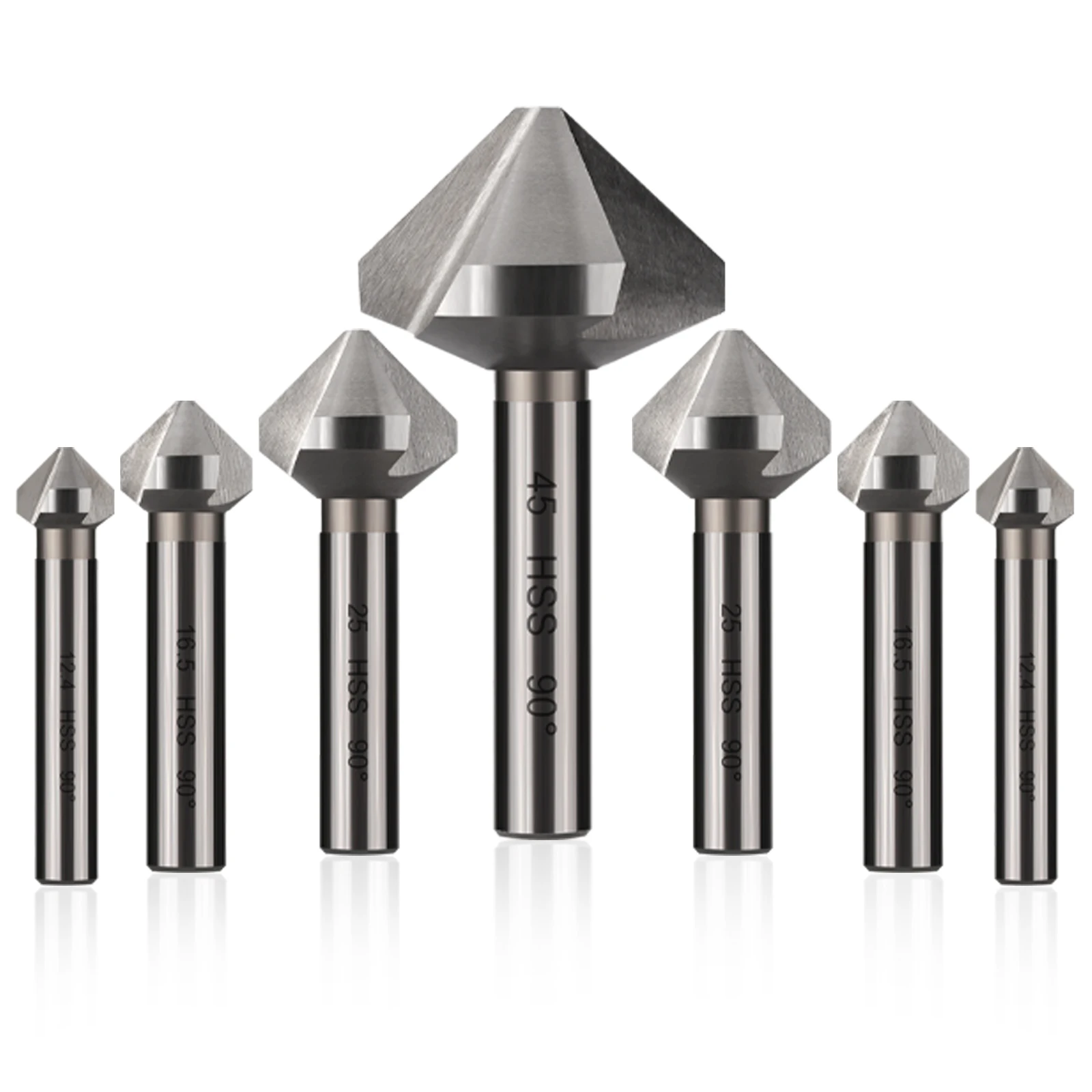 4.5~50mm HSS 3날 90도 챔퍼 드릴 비트, 둥근 손잡이 HSS 카운터싱크 디버링 테이퍼 드릴 비트 (금속 가공용)