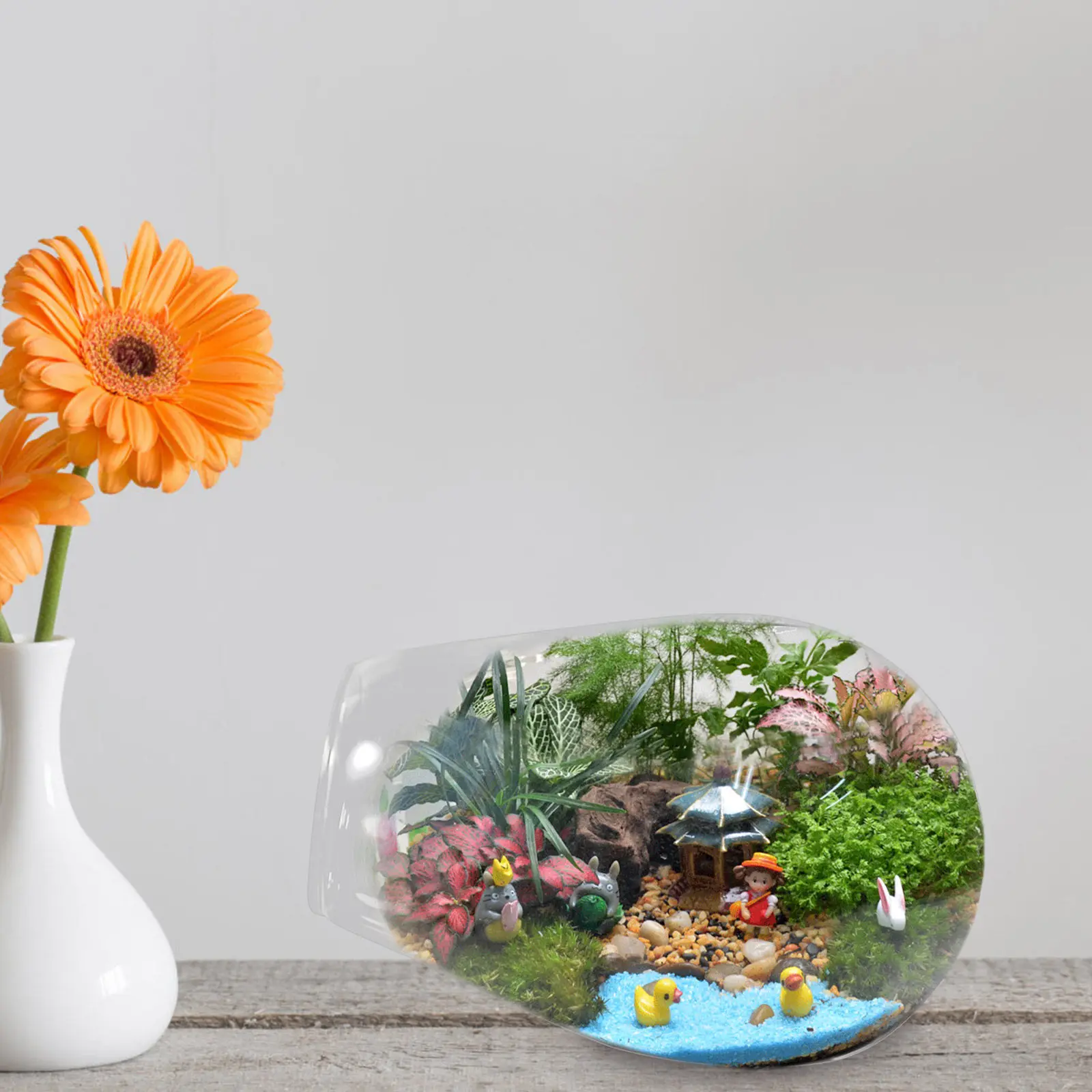 Glass Micro Landscape Bottle Terrarium DIY Ecological Planter for Moss Plants Indoor Decor Transparent Container Living Room