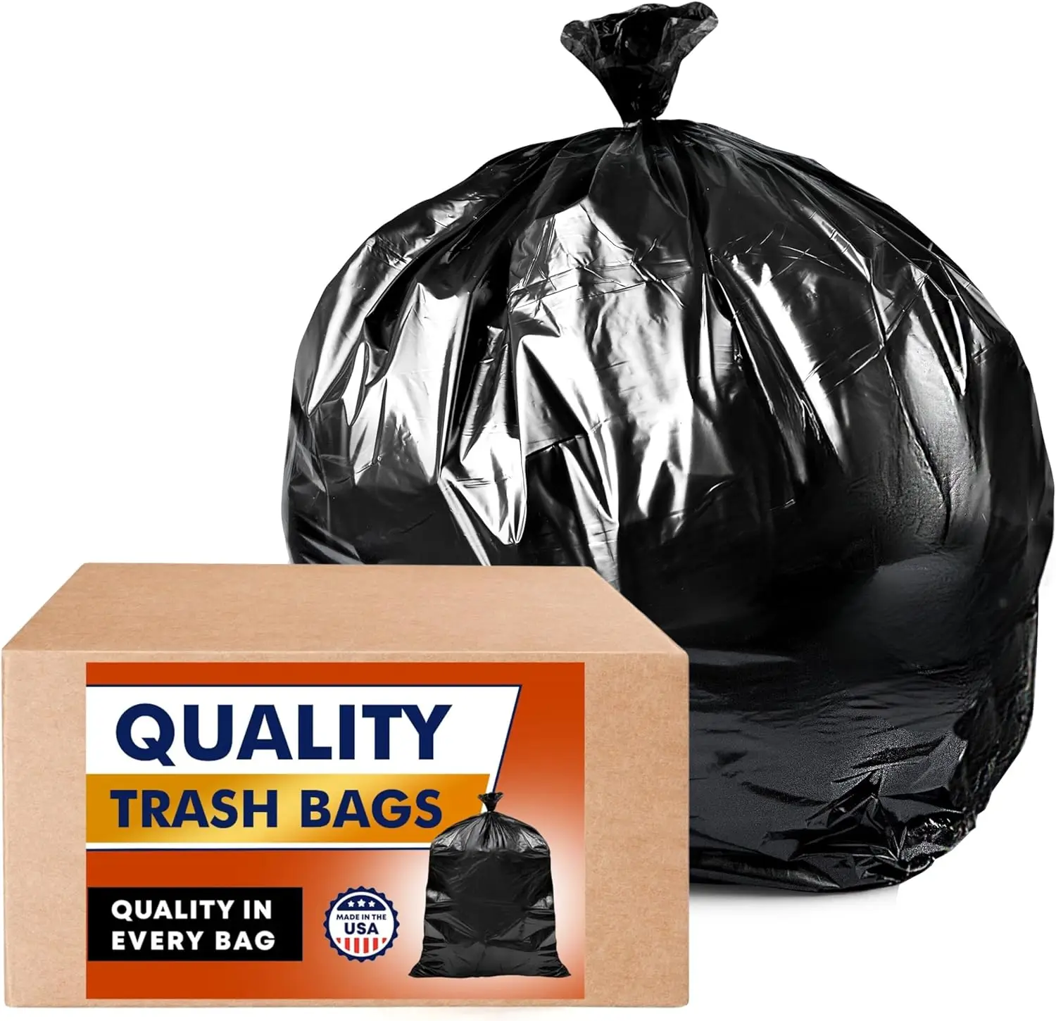 

45 Gallon Trash Bags, (Value-Pack 100 Bags w/Ties) Extra Large Black Garbage Bags 45 Gallon Large Trash Bag Can Liners Capacity