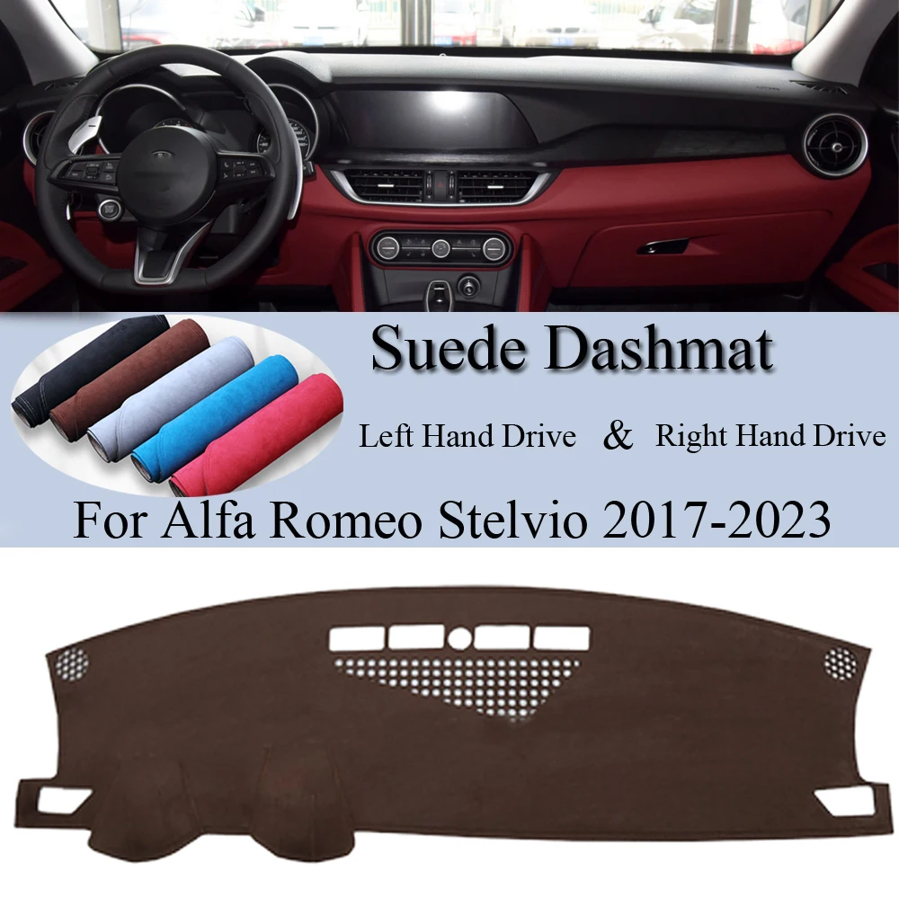 For Alfa Romeo Stelvio 2017 2018 2020 2021-2023 Suede Leather Dashmat Dash Mat Cover Dashboard Pad Sunshade Carpet Car Accessory