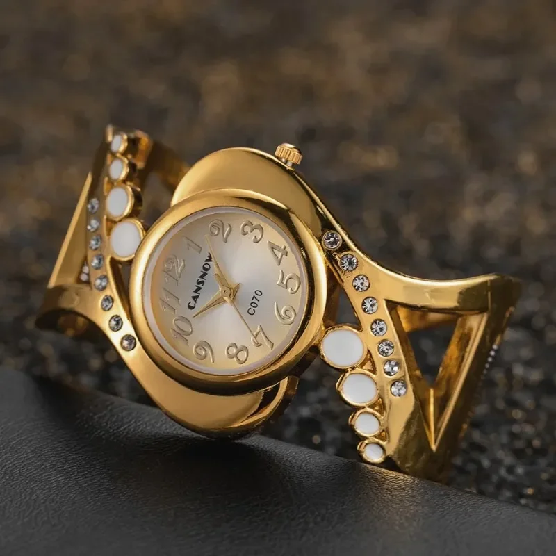 Women's Watches Luxury Fashion Brand Bangle Gold Watch Steel Rhinestone Quartz Wrist Watches for Women Montre Femme Reloj Mujer