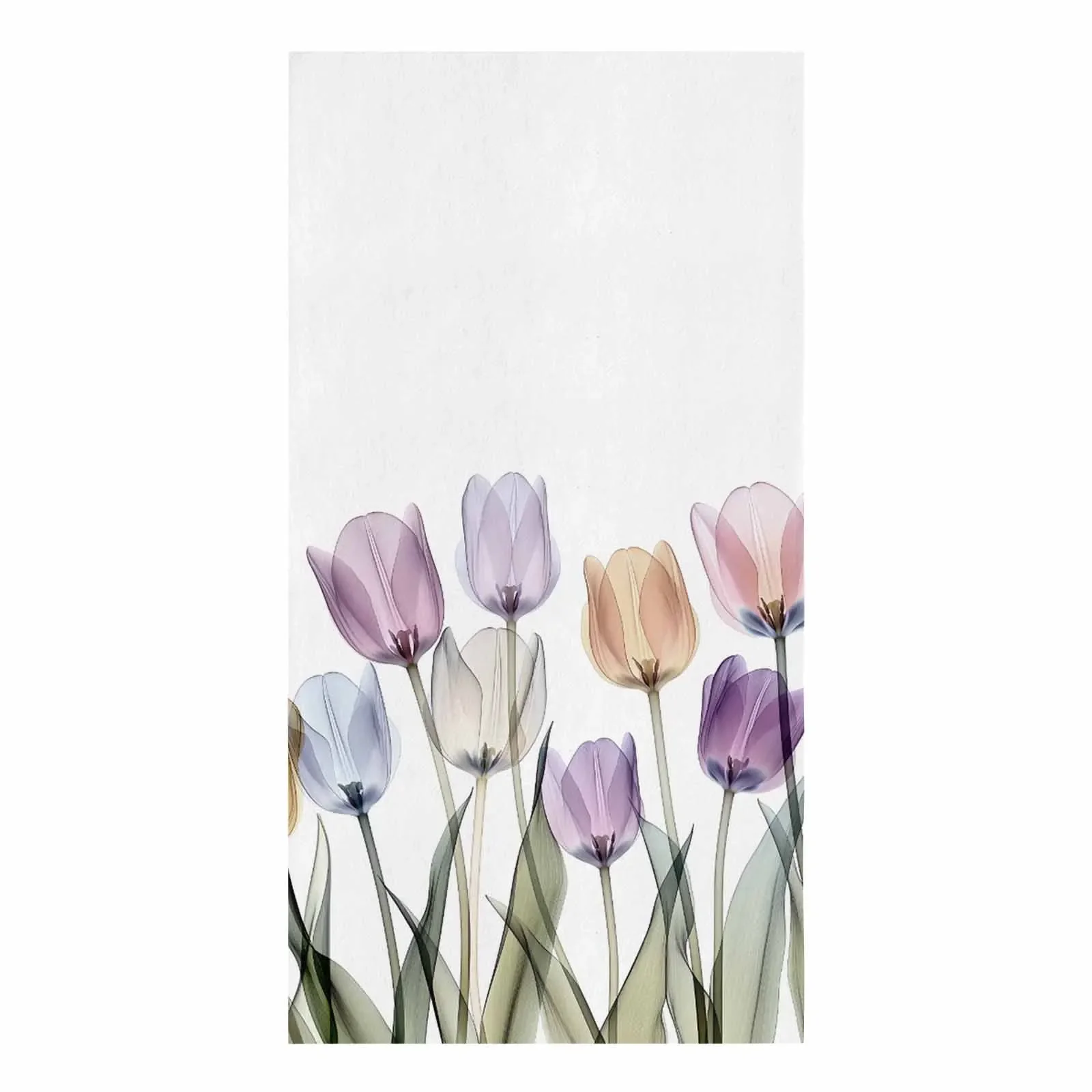 Tulip Flower Watercolor Style Kitchen Towel Absorbent Dish Cloth Tableware Towel for Kitchen Household Cleaning Tool