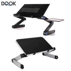 โต๊ะแล็ปท็อปปรับขาตั้งแบบพกพาอลูมิเนียม Ergonomic Lapdesk สำหรับทีวีโซฟา PC โน้ตบุ๊คตารางโต๊ะขาตั้งแผ่น Pad