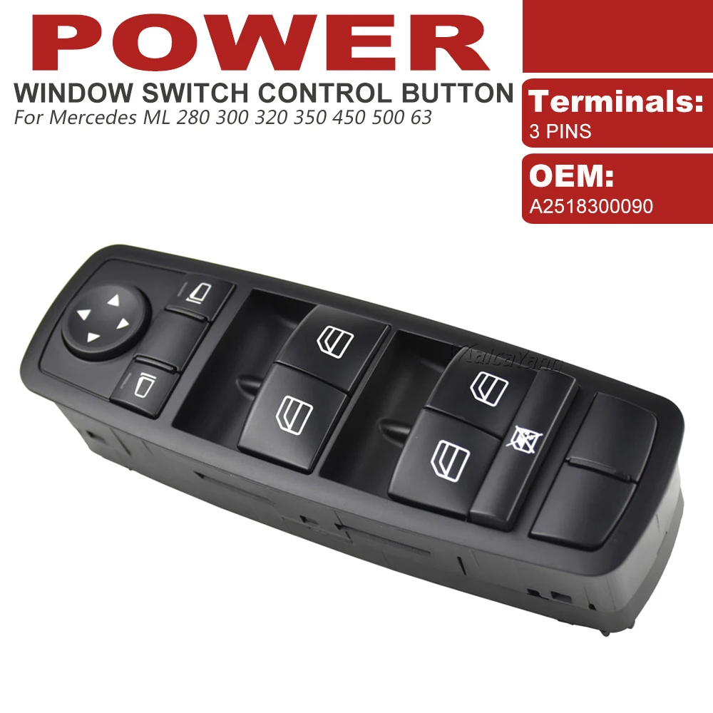 Front Left Master Window Switch Button For Mercedes W164 ML GL R Class 350 320 ML350 450 R350 2518300090 2518200110 A2518300090