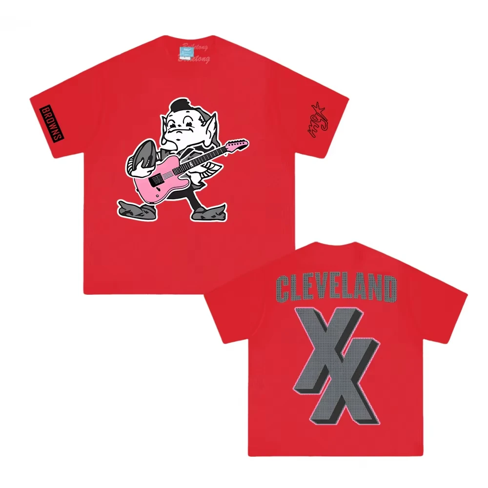 تي شيرت Mgk X Cleveland Browns تي شيرت Mgk للمغني بنفس النمط عالي الجودة 100% قطن مريح Camisetas تي شيرت صيفي Harajuku