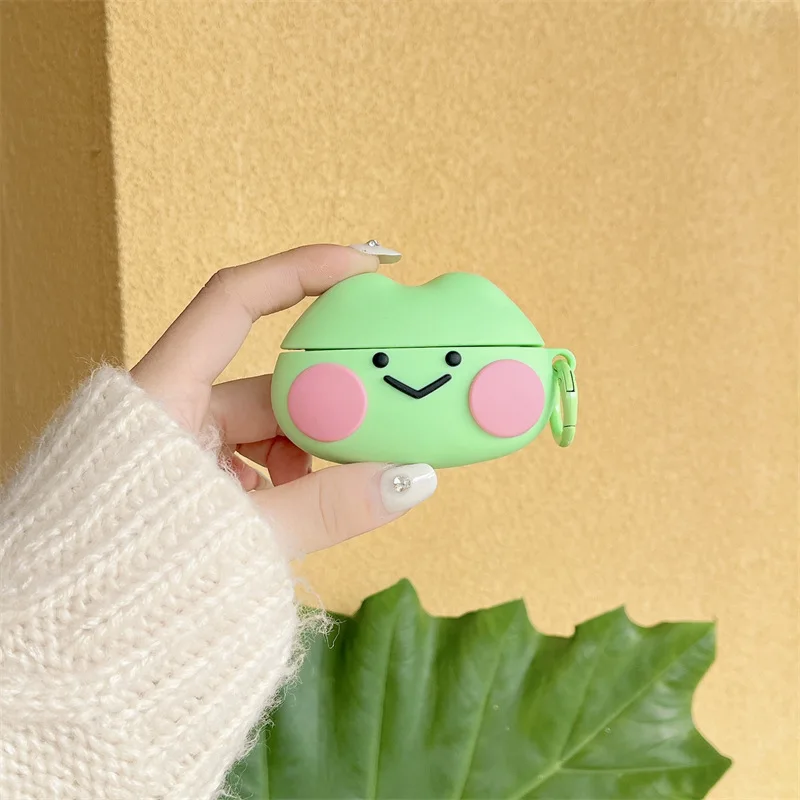 Cute Silicone Frog Case for AirPods Pro2 Airpod Pro 1 2 3 Bluetooth Earbuds Charging Box Protective Earphone Case Cover