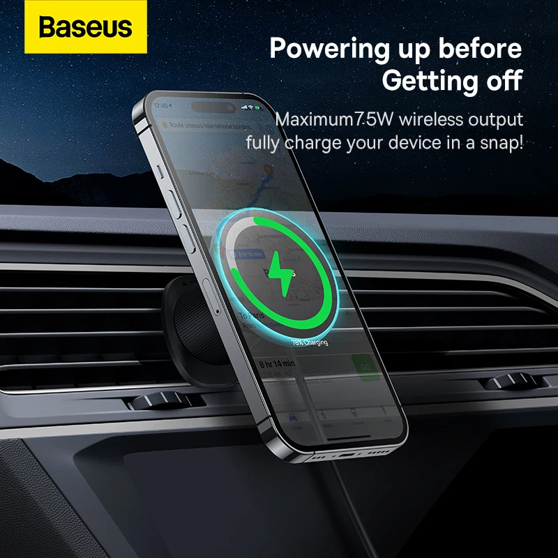 Baseus Car Wireless Charger Phone Holder Mount Bracket Magnetic Wireless Charger 7.5W for iPhone 12 13 14 Pro Max Magnet Holder