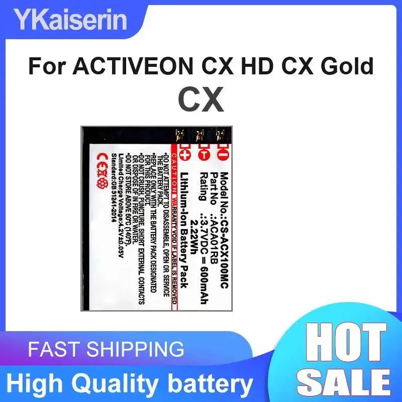 

Премиум-замена аккумулятора для спортивной камеры Activeon CX HD CX Gold, 600 мАч