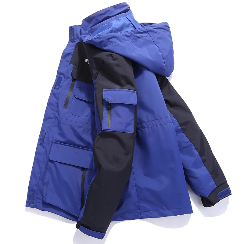 Giacca unisex casual 3 in 1 Autunno Inverno Caldo rivestimento interno Cappotto Escursionismo all'aperto Impermeabile antivento Cappello staccabile Capispalla