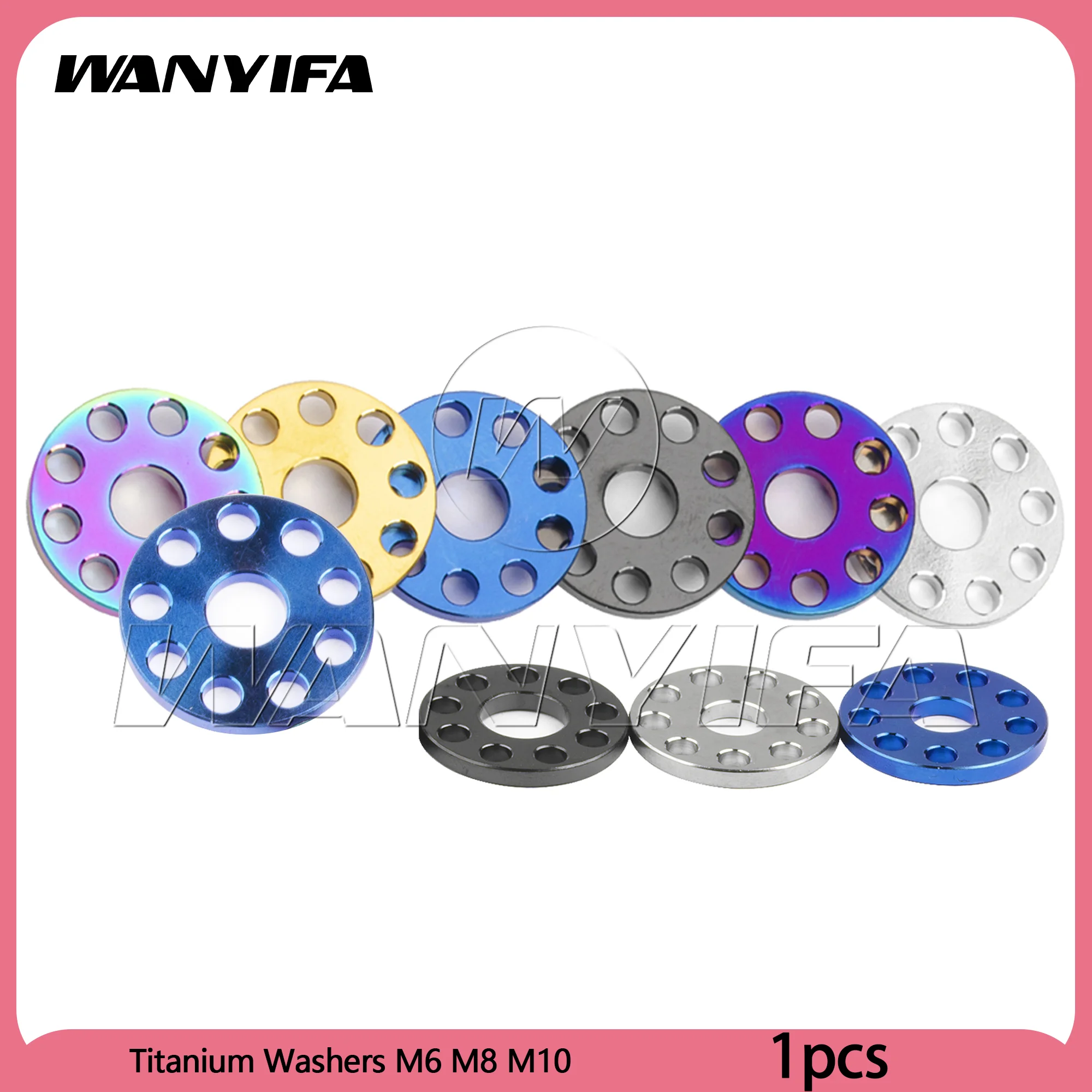 Wanyifa  Titanium Washer  M6 M8 M10 Flat Nine Holes Washers Ti Drilled Holes Spacer Motorcycle Bolt Gaskets