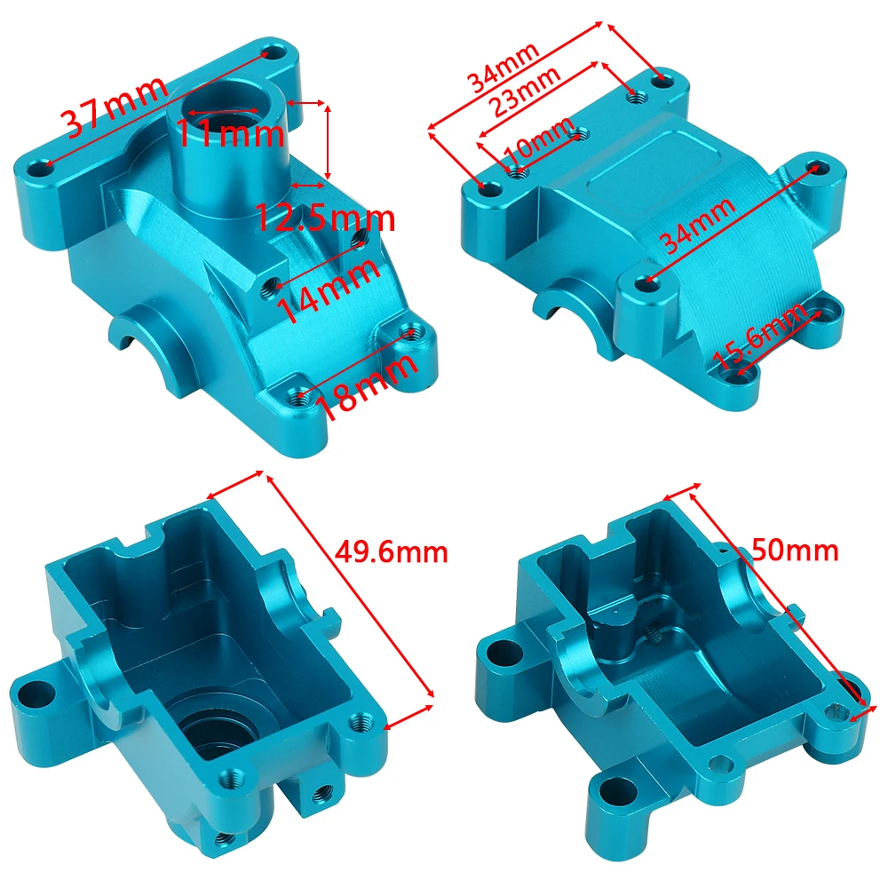 Aluminum Alloy Front and Rear Gearbox Housing Kit for Tamiya TT01