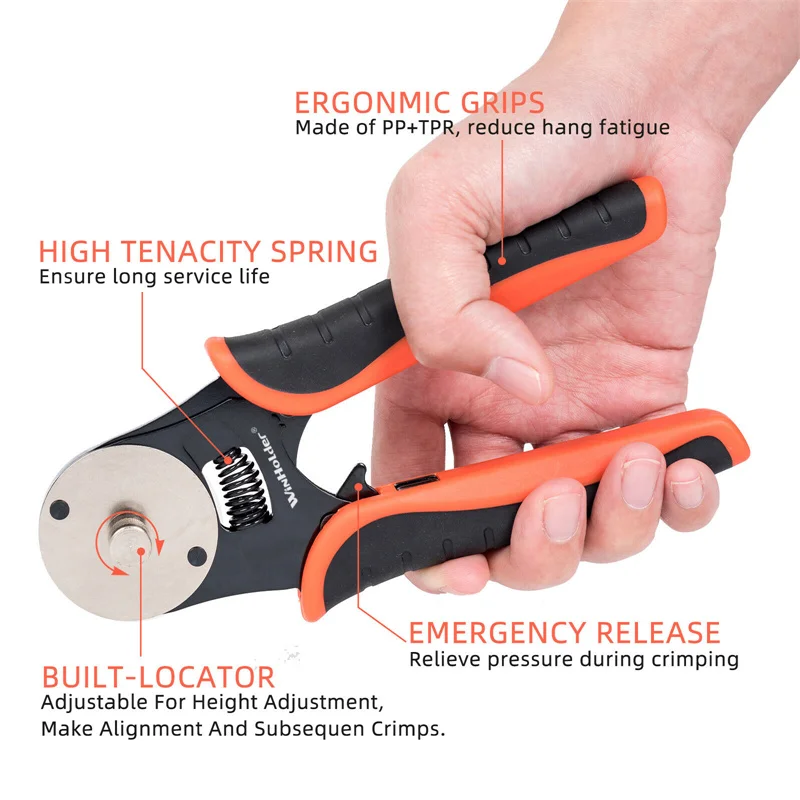 4 Way Indent Closed Barrel Crimper Solid Contacts Electrical Repair Crimping Tool 14 16 18 AWG Cables D-Sub Connectors Terminals