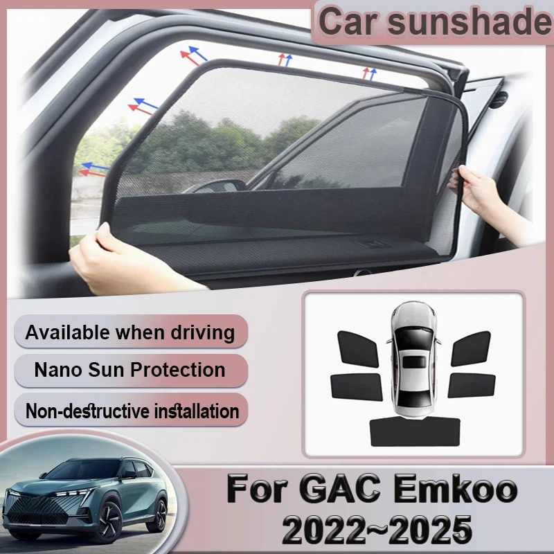 Car Mesh Sunshade For Trumpchi GAC Emkoo 2022~2025 2023 2024 Window Magnetic Visor Sunshades Privacy Curtain Tools Accessories