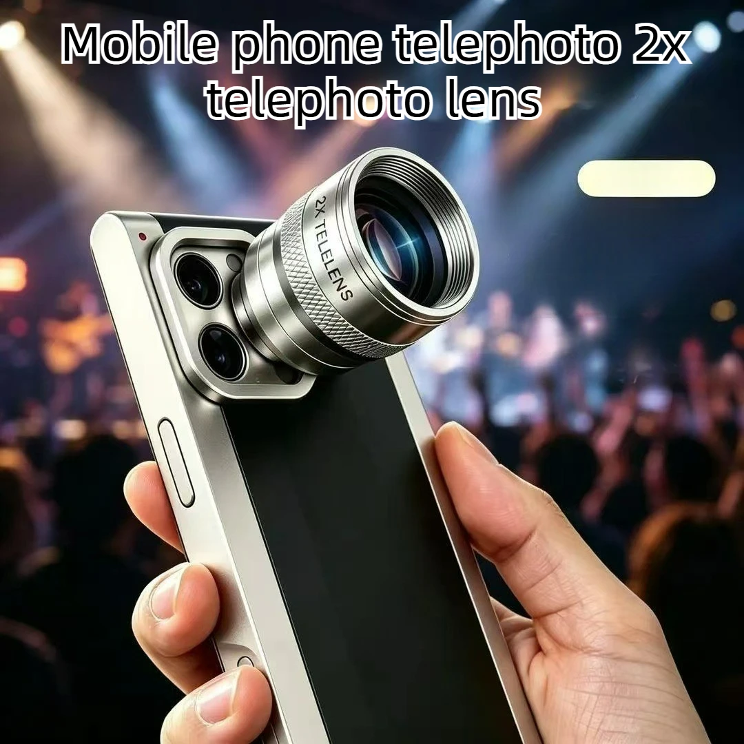 2X Telephoto Lens for Mobile Phone Universal Clip on Design Metal Body Portable Kit for Concert Wildlife and Portrait Photoshoot