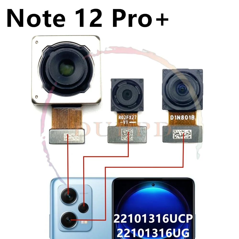 Rear Main Back Camera For Xiaomi Redmi Note 12 Pro+ 22101316UCP, 22101316UG Selfie Frontal Camera Module Flex Parts