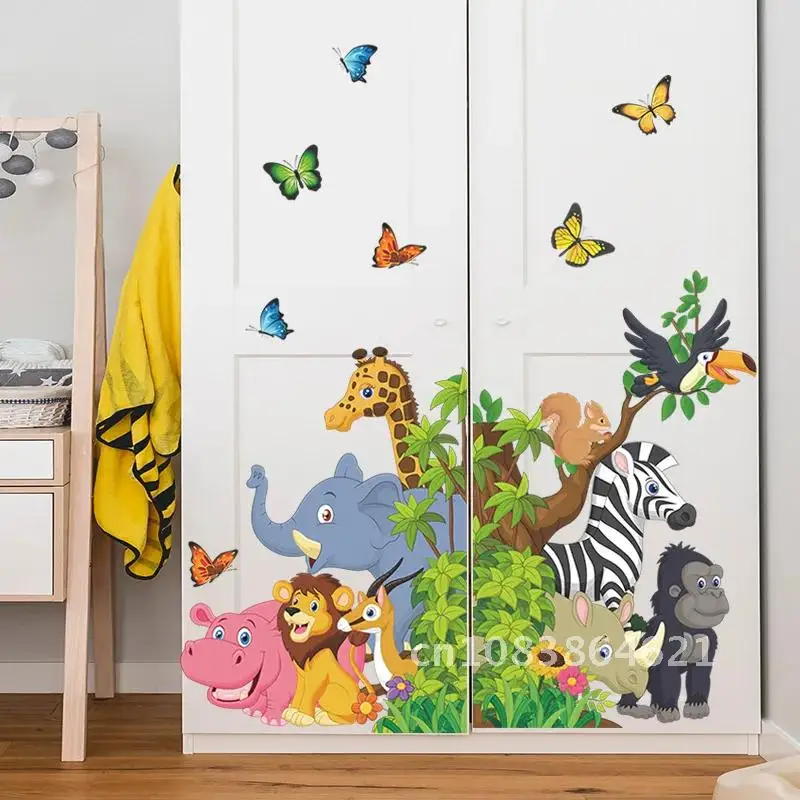 

Cartoon Forest Animals Party Wall Sticker For Child Kids Room Decoration Mural Removable Home Wallpaper Bedroom Nursery Stickers