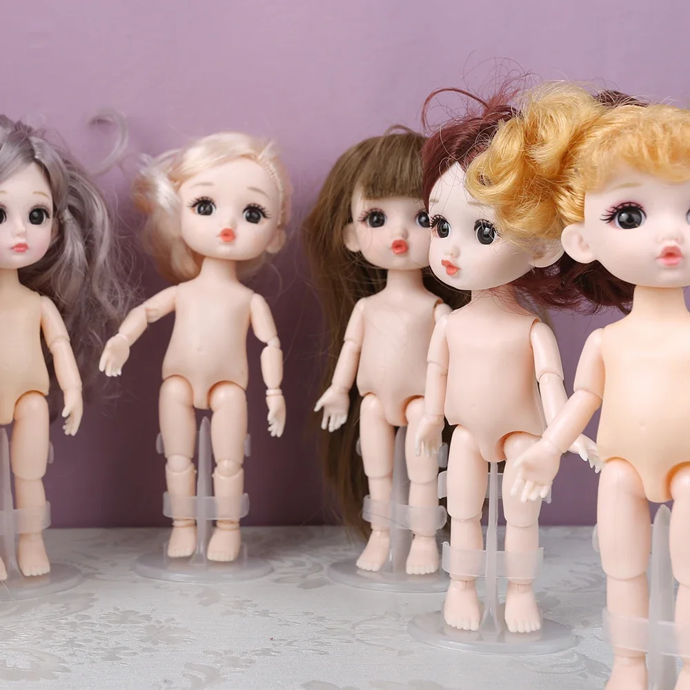 

Mini girl cute face 16cm Bjd 1/12 Short Boy Hair Sleeping Pig Naked Body Dress Up Fashion Dolls for Girls Gift DIY Toys